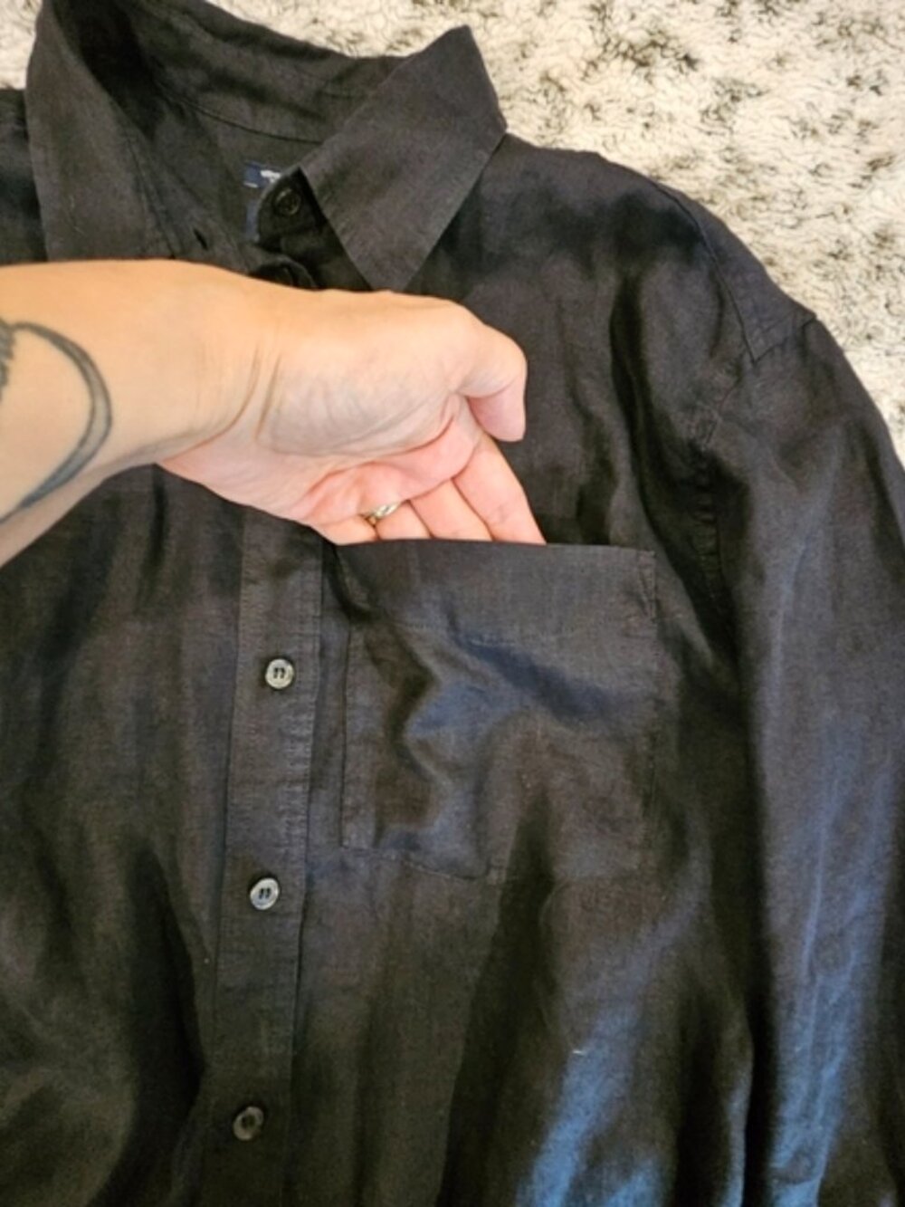 Gap SZ XS 100% Linen Longline Weekend Tunic Collared Button Down Long Sleeve - Picture 5 of 9